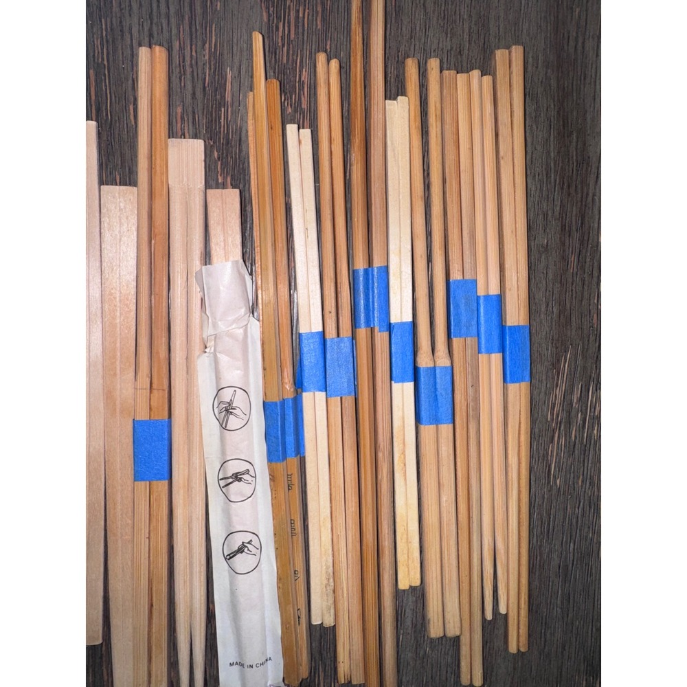 Mixed Lot Wooden Bamboo Chopsticks Various Styles Natural Wood Reusable 15 Pairs - Picture 2 of 3